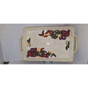 Large Ceramic Serving Platter With Handles. Peppers And Onions Design